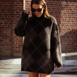 CITY MOOD TAUPE ARGYLE DRESS