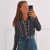 LIORA DARK BLUE STRIPED BUTTON PULL