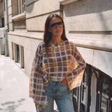 VIENNA TAUPE/YELLOW CHECKERED BLOUSE