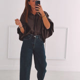 SAVANNAH BROWN LEATHER BLOUSE