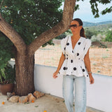 COASTAL CHIC ECRU POLKADOTS BLOUSE