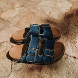 YULIANA DARK BLUE DENIM SLIPPERS