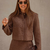 MAROON BROWN CHECKERED TWO-PIECE SET