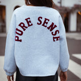 PURE SENSE GREY SWEATER - BORDEAUX LETTERS