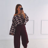 LAUREN BORDEAUX CARGO BALLOON PANTS