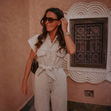 SOLEIL BEIGE DENIM JUMPSUIT