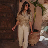KHAYAL KHAKI STRIPED BLOUSE