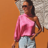 LEONA PINK ONE SHOULDER BLOUSE
