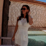 SEFROU ECRU CROCHET DRESS