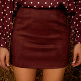 SHANNON BORDEAUX SUEDE SKIRT