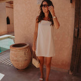 SHURUQ SUMMER BEIGE LINEN DRESS