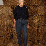 AUTUMNHEART DARK BLUE KNIT SWEATER