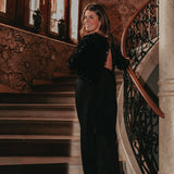 DANCING QUEEN BLACK SEQUIN OPEN BACK BLOUSE