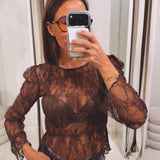 EMMA BROWN LACE BLOUSE