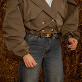 ELEANOR KHAKI CROPPED TRENCHCOAT