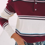LOTTIE BORDEAUX/ECRU POLO SWEATER