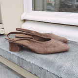 TAUPE SUEDE SLINGBACKS HEELS