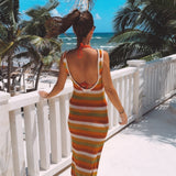 NUMA MULTICOLOR STRIPED CROCHET DRESS