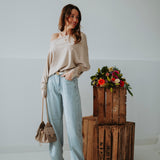 PRE-ORDER BRIA BEIGE LACE SWEATER