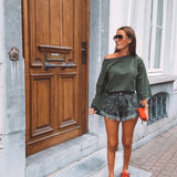 LUCY CAMO KHAKI DENIM SHORT