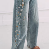BLUE FLOWER BALLOON JEANS A5260
