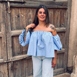 HOLA BLUE OFF SHOULDER BLOUSE