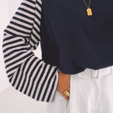 ANNICK DARK BLUE STRIPED LONGSLEEVE SHIRT
