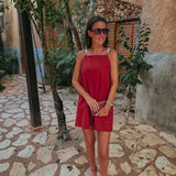 ALEGRE RED LINEN DRESS