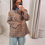 CHARLOTTE BEIGE/LIGHT BLUE CHECKERED BLAZER
