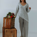 GREY MID WAIST WIDE LEG JEANS 2971-3