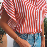 YOLANDA RED STRIPED BLOUSE