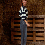 PRE-ORDER MARABETH DARK BLUE STRIPED SWEATER
