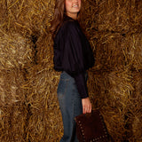 PRUDENCE DARK BLUE BUTTON BLOUSE