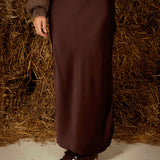 NOVA NOVEMBER BROWN SATIN SKIRT