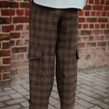 CAMBRIDGE BROWN CHECKERED CARGO PANTS