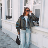 IVYLYN KHAKI LEATHER JACKET