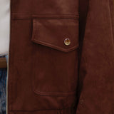 ELODIE BROWN SUEDE BOMBER JACKET