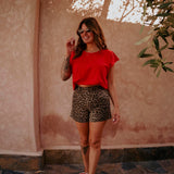 BROWN LEOPARD SHORT 503