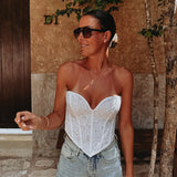 CLARO WHITE EMBROIDERED BUSTIER TOP
