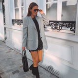 CLASSY ME BLACK/BEIGE CHECKERED BLAZER