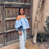 HOLA BLUE OFF SHOULDER BLOUSE