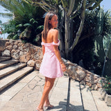 PAMPLOMA PINK OFF SHOULDER DRESS