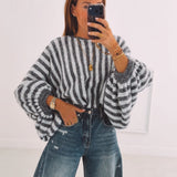 CHESTINA GREY STRIPED PULLOVER