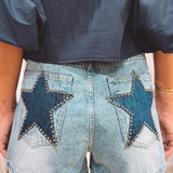 STAR BLUE DENIM SHORT