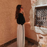 GHITA WHITE POLKADOTS WIDE LEG PANTS