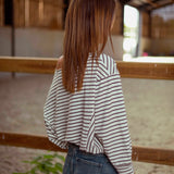 PRE-ORDER ASTER ECRU/BROWN STRIPED LONGSLEEVE SHIRT