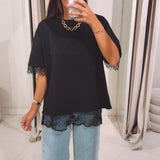 PRE-ORDER ISA BLACK LACE T-SHIRT
