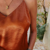 MELOSA TERRACOTTA SATIN PEARL TOP PRE-ORDER