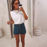 ELINE BLUE POLKADOTS DENIM SHORT