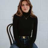 SUSANNA BLACK LONGSLEEVE TURTLENECK SHIRT